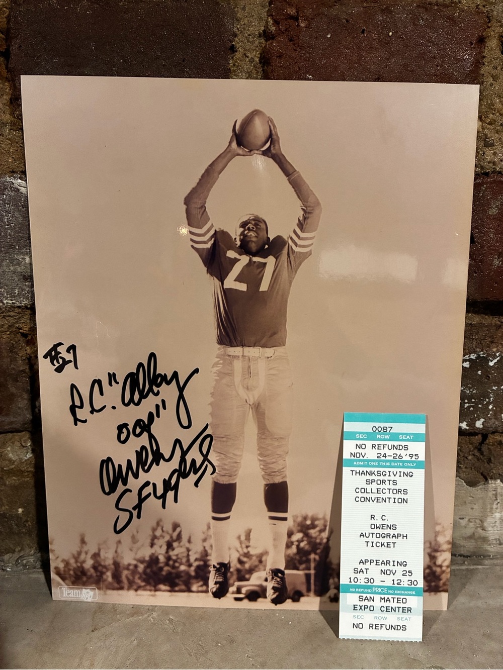 49ers R.C. Owens "Alley Oop" Authentic Signed 8x10 Photo Autographed W/Inscrip.